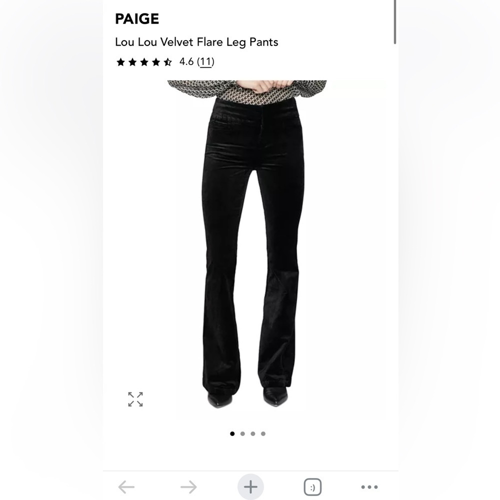 PAIGE Lou Lou Black Velvet Flare Pants Size 26